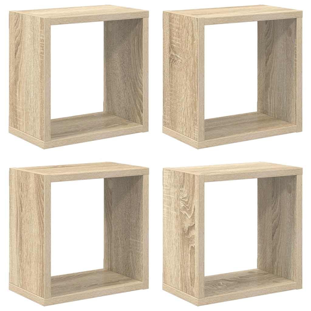 Étagères cube suspendues chêne Sonoma design moderne et fixation invisible