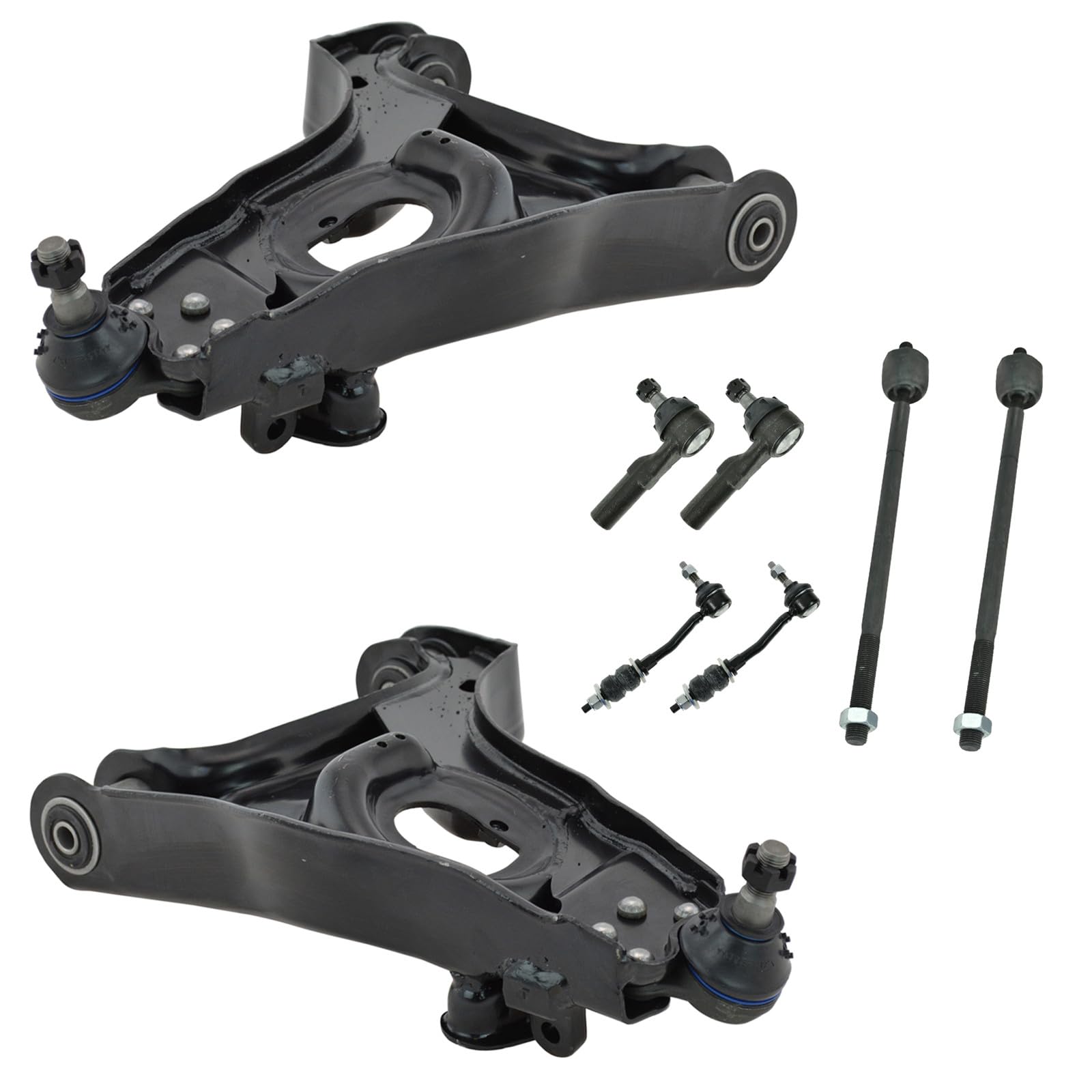 TRQ Front Steering & Suspension Kit Control Arm with Ball Joint Sway Bar Stabilizer Link Tie Rod Compatible with 2000-2004 Dodge Dakota 2000-2003