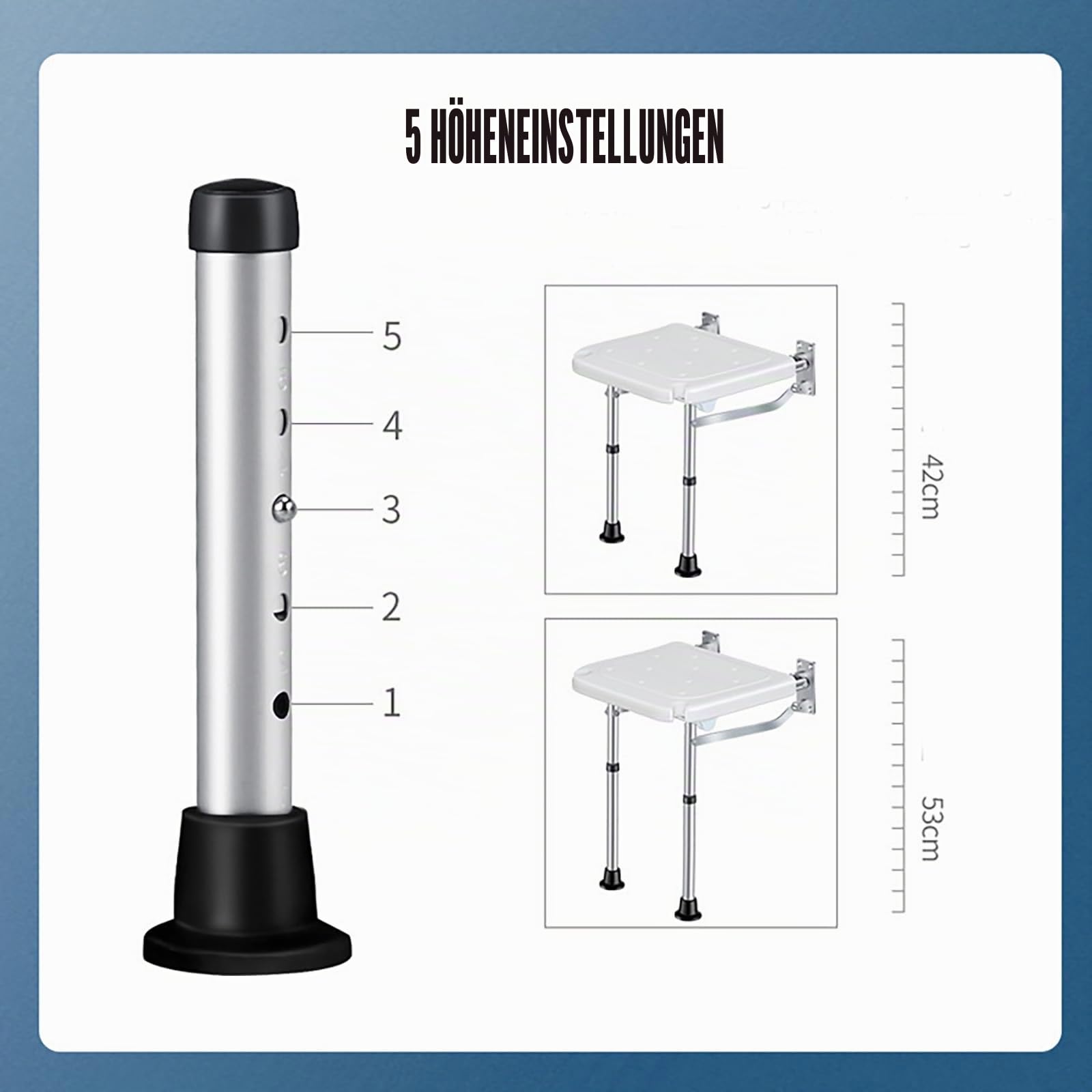 NEWFUN Duschsitz Klappbar, Duschsitz Klappbar Wandmontage, Tragkraft 180 kg, Platzsparend Zusammenklappbar, rutschfeste Sitzfläche, leicht zu reinigen, weiß