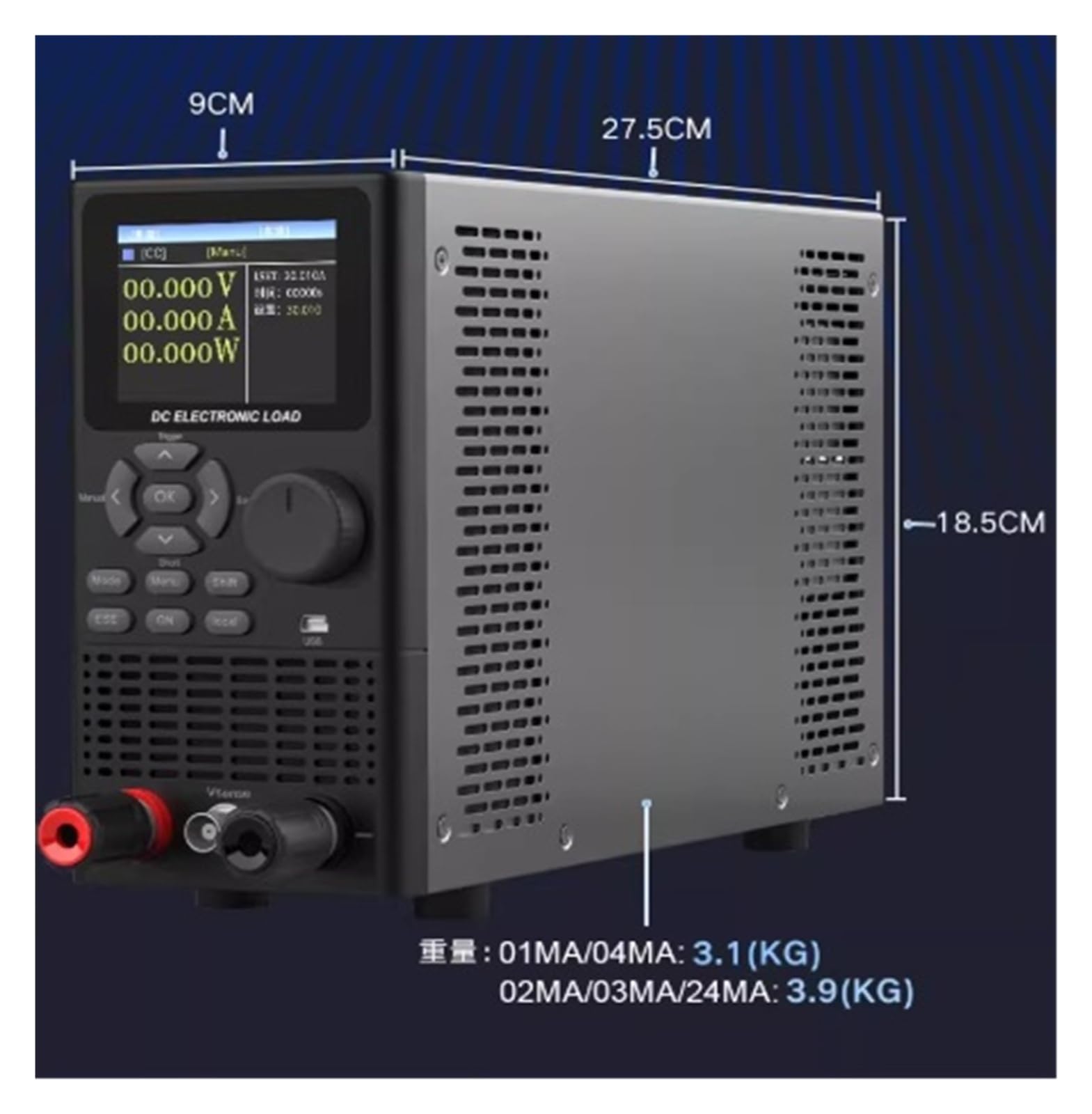 Carico elettronico CC VC3804MA 0-500 V 200 W 15 A