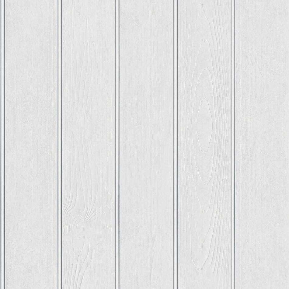 Beaded Wood Panel White Wallpaper - Modern Realistic Contemporary Trendy - Stylish Feature Wall