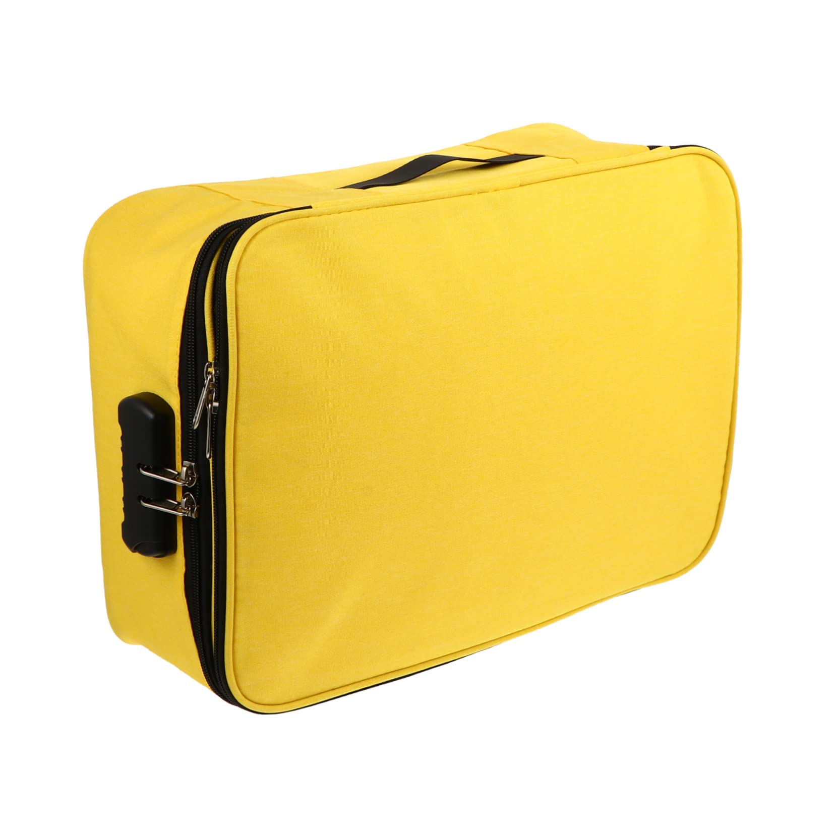 COLLBATH Pochette Portadocumenti Grande Capacità con Doppia Zip e Lucchetto | Tessuto Cationico, e Facile da Sollevare, Gialla, per Viaggio D'affari