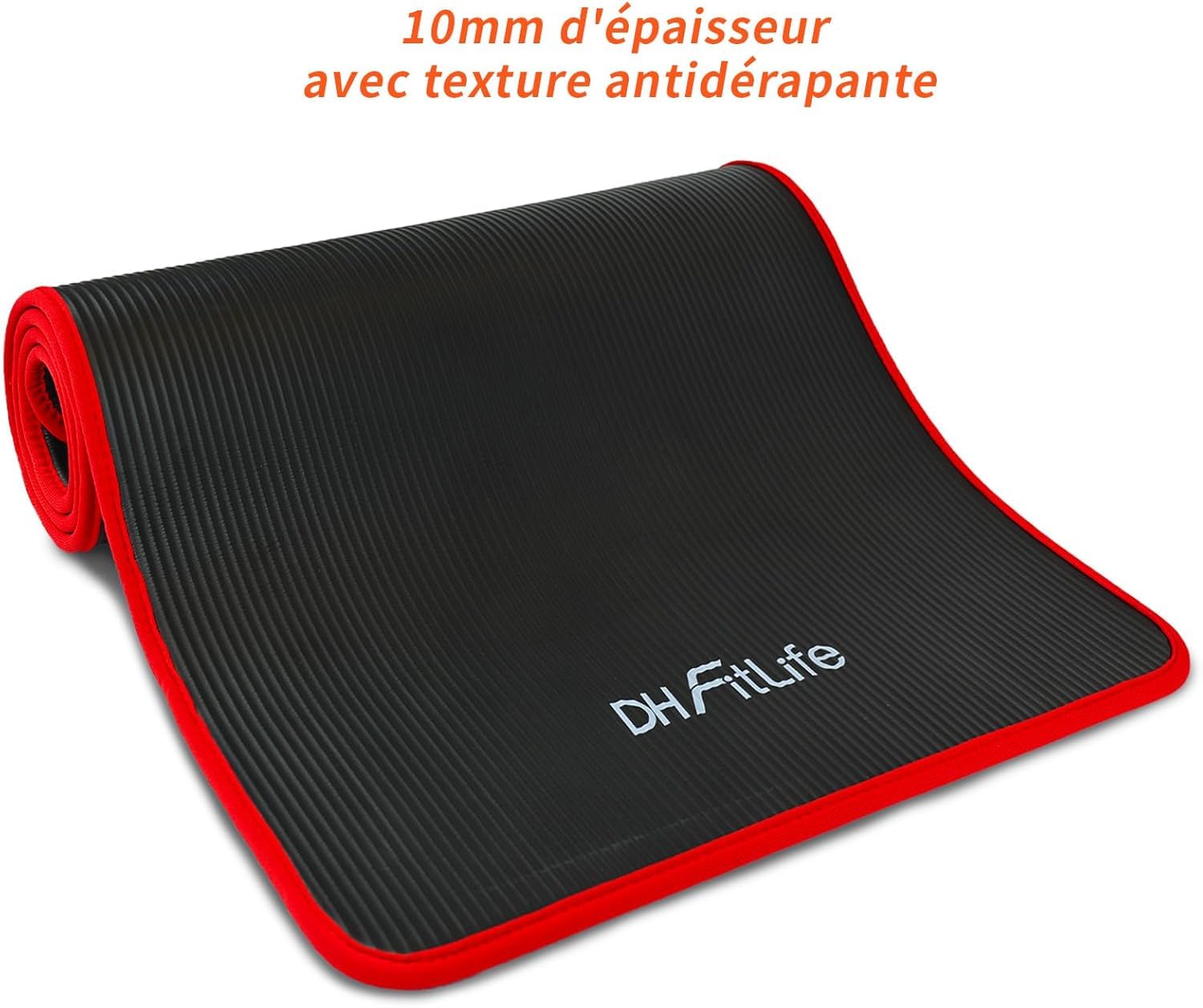 DH FitLife Tapis d'entraînement, fitness, yoga, gymnastique - 183 x 61 x 1 cm - Extra résistant à la déchirure - Antidérapant et épais