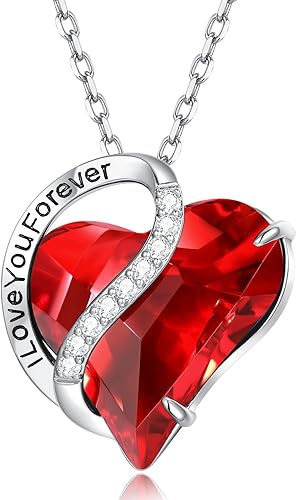 AiliFe Collares con colgante de corazón de amor, chapado en oro blanco de 14 quilates, collar con colgante de corazón para mujer, collar