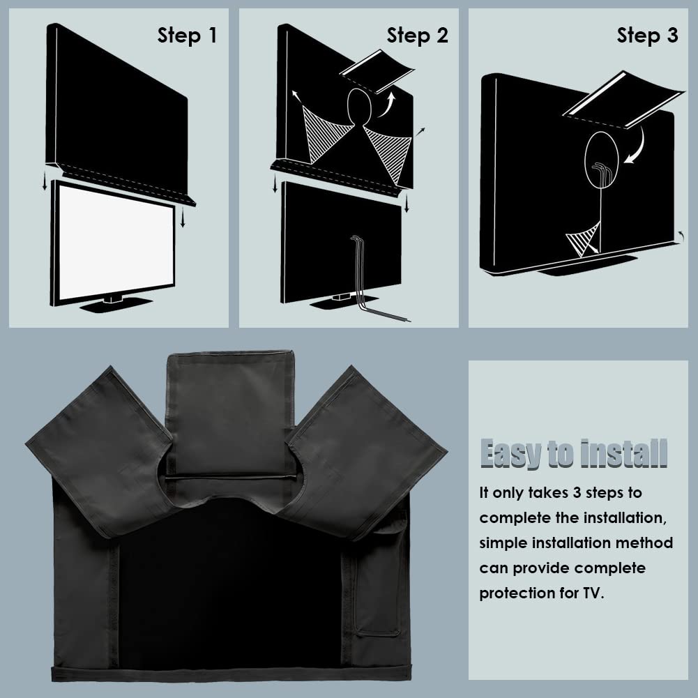 Copertura per TV da esterno impermeabile con patta frontale pellicola trasparente visibile per patio, TV a LED, protezione schermo LCD con telecomando (50-52")