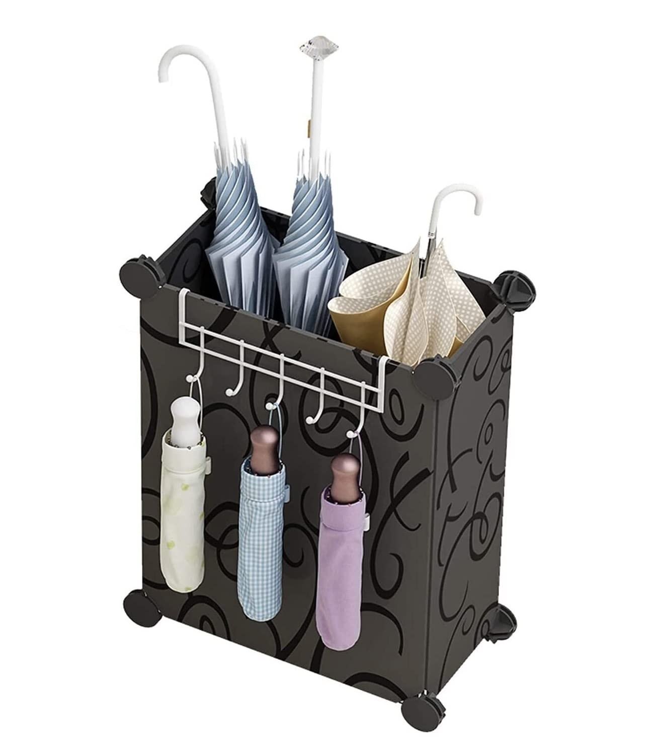 DFGHNBVC Black Umbrella Stand With Hook - Durable Pp Umbrella Holder Nizer For Home, Hallway, Entryway – Stylish Umbrella Basket Rack