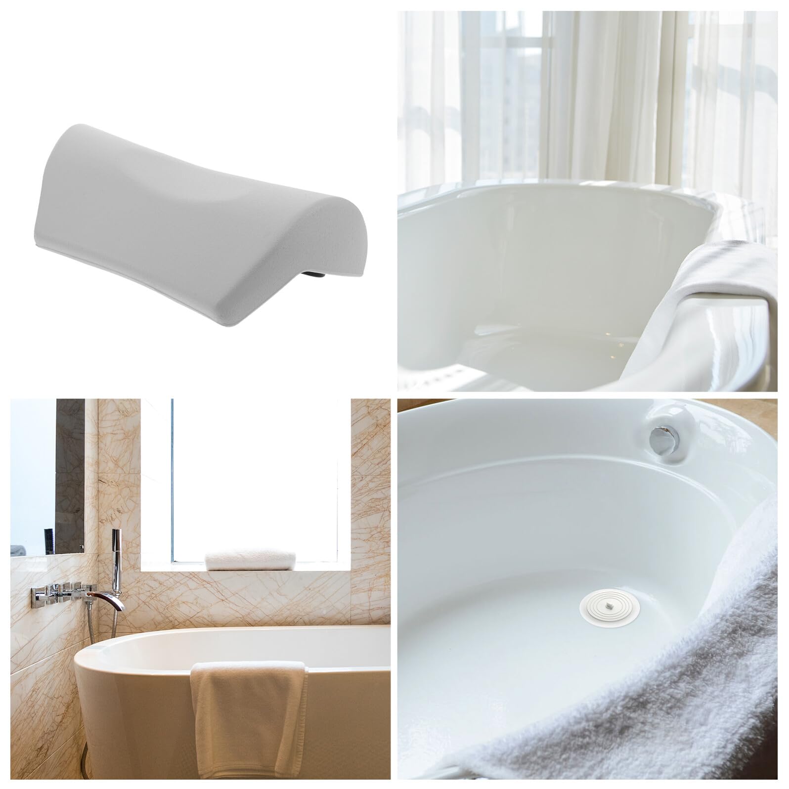 Cuscino da Bagno Spesso in PU con Ventose Antiscivolo Poggiatesta Morbido per Vasca da Bagno e Spa Supporto Collo e Schiena per Relax Domestico