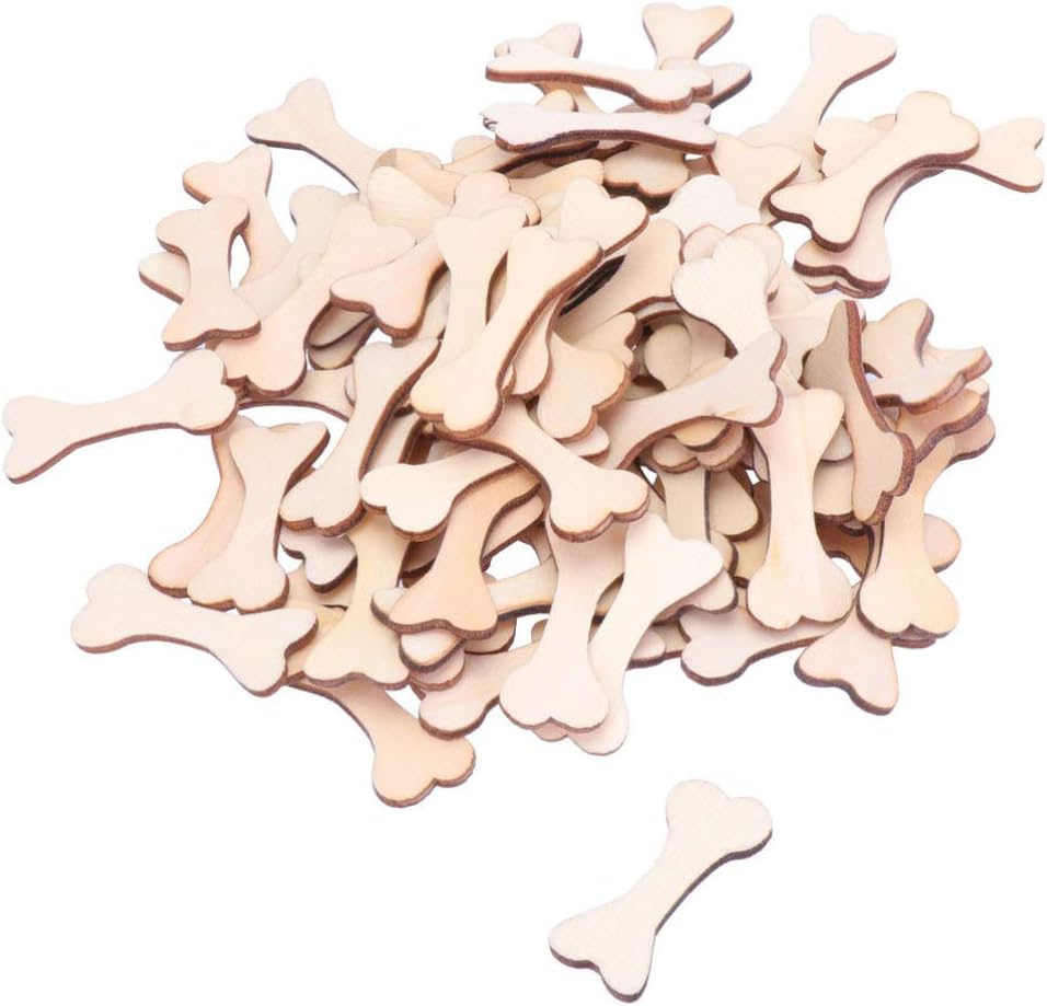 Amosfun 100pcs Unfinished Wood Pieces Dog Shape Wood Embellishment Cutouts for DIY Arts Craft Painting Wedding Holiday Table Centerpiece Decoration - Image 3