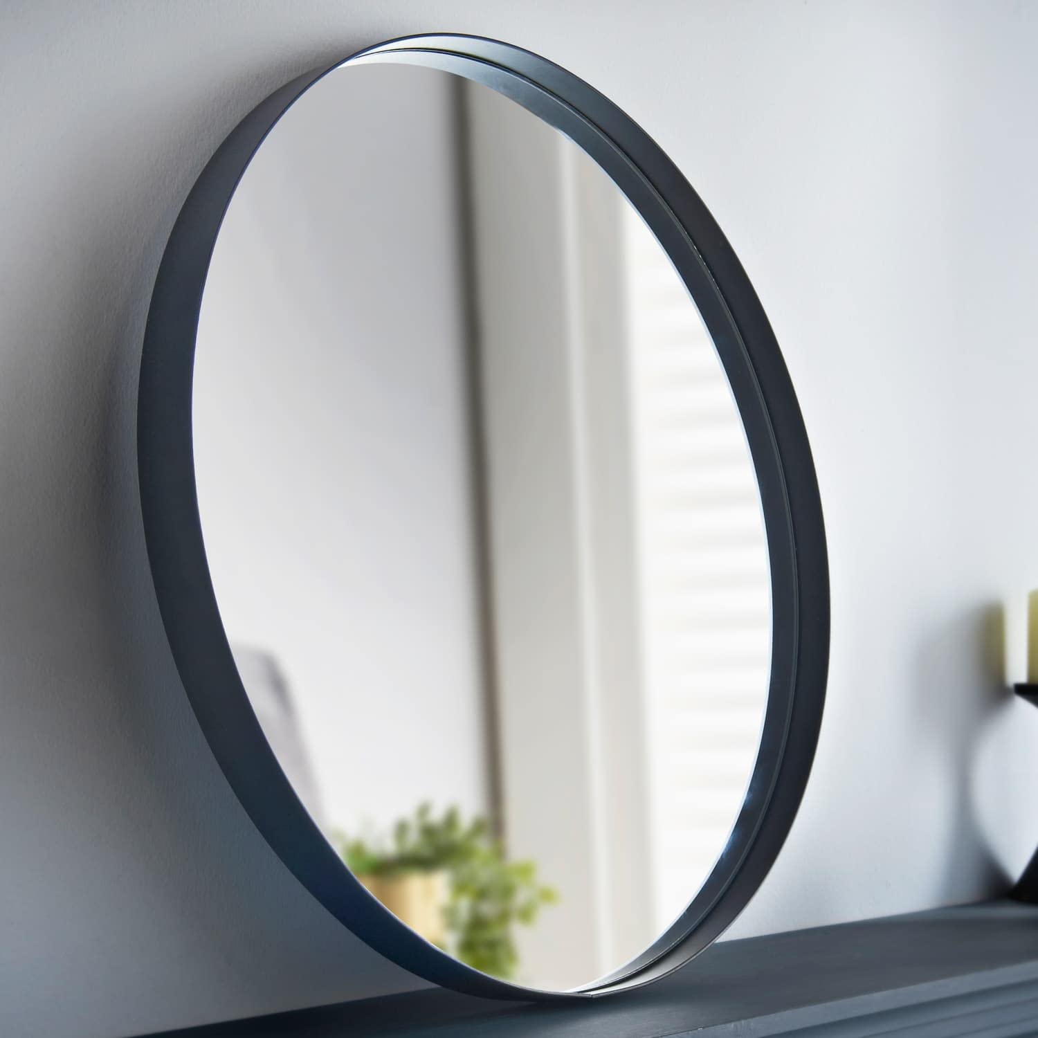 TOK MARK TRADERS Stunning Round 50cm Large Black Mirror Wall Mounting Bedroom Bathroom Hallway Wall Hanging Mirror
