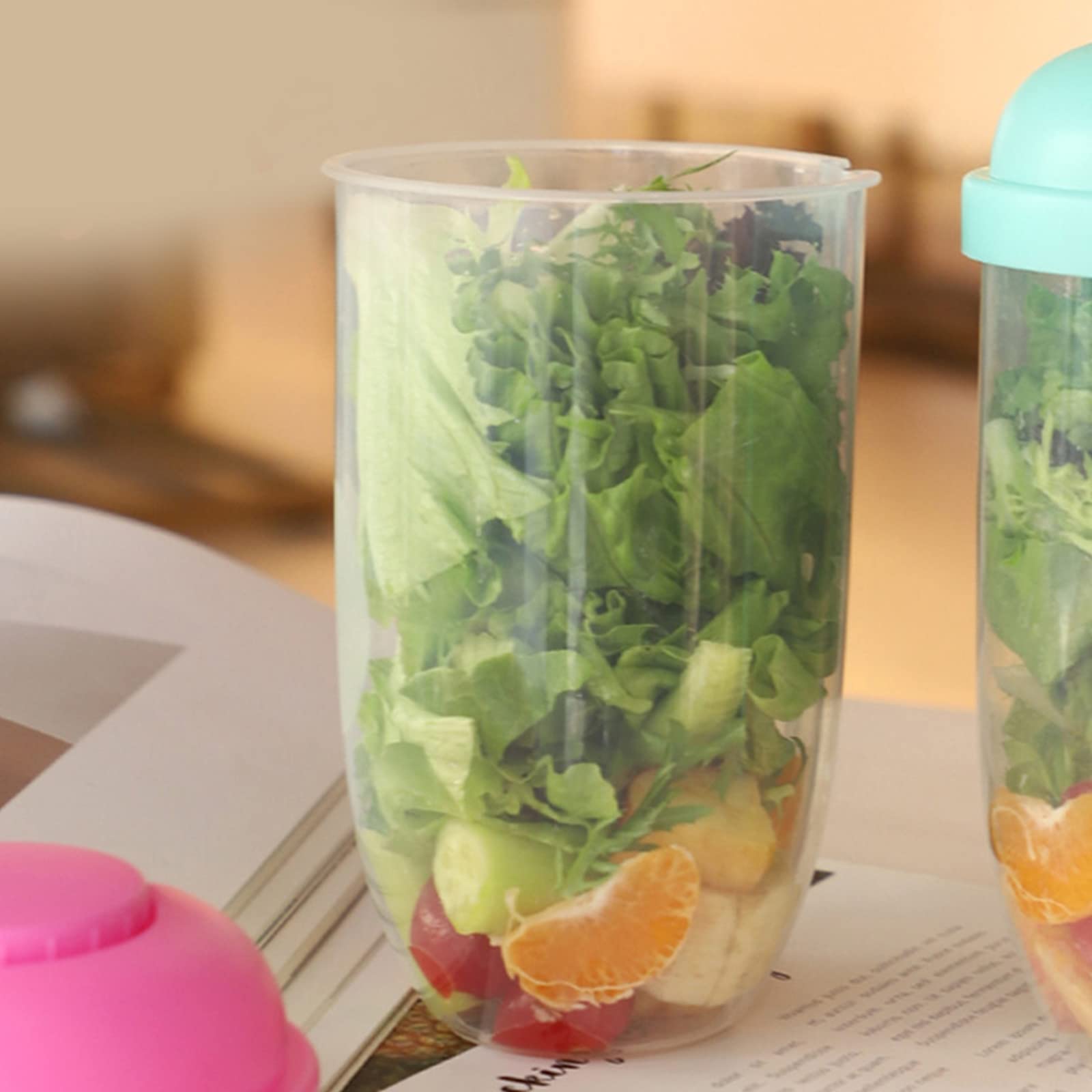 Shaker à Salade Keep Fit Avec Fourchette Et Support Pour Vinaigrette, Tasse à Salade Fraîche Avec Brosse De Lavage, Récipient à Salade Portable Pour