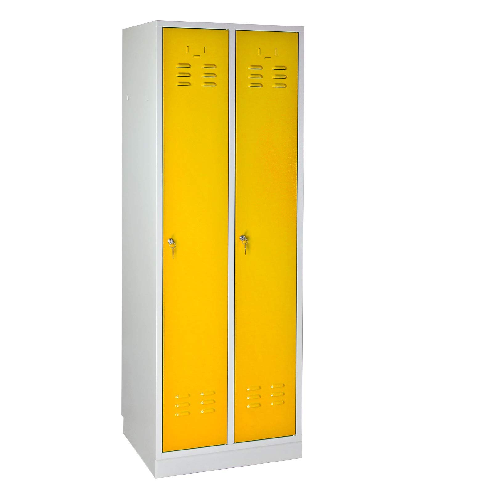 ADB - Armadietto per spogliatoio, armadietto per abiti, con ante a battente, giallo, 1775 x 600 x 500 mm, in metallo con 2 scomparti, verniciato a polvere, richiudibile, prodotto nell'UE