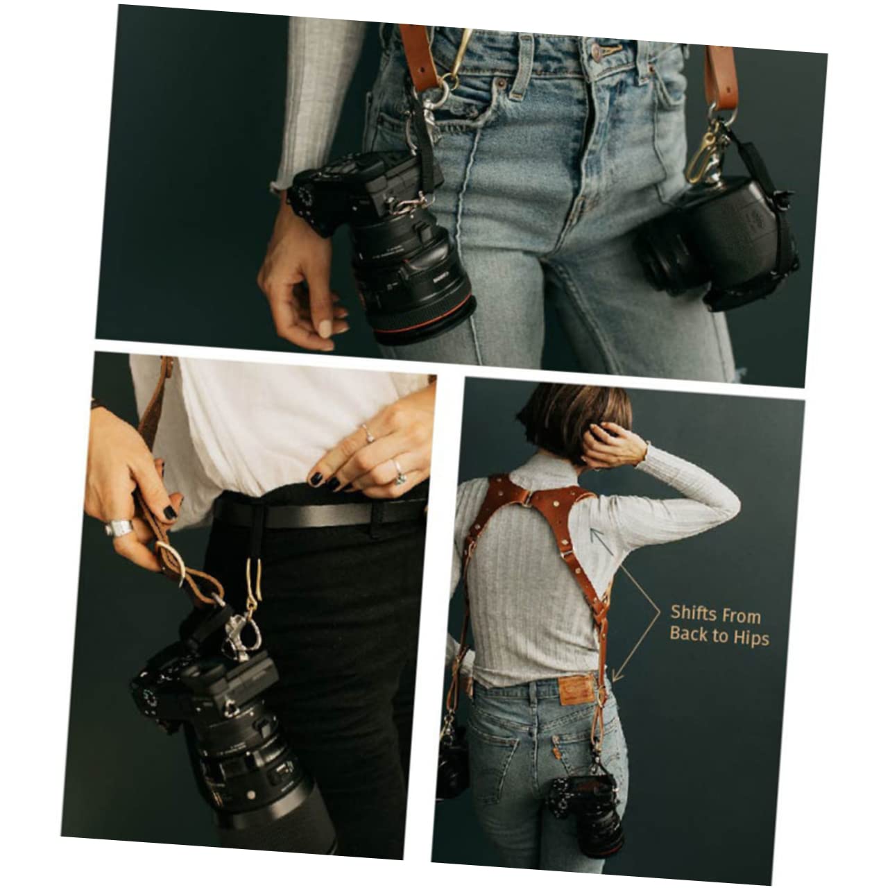 Sangle Cuir Pour Appareil Photo Bandoulière Réglable Et Multifonctionnelle Pour Photographes Équipement Photographique Professionnel Marron