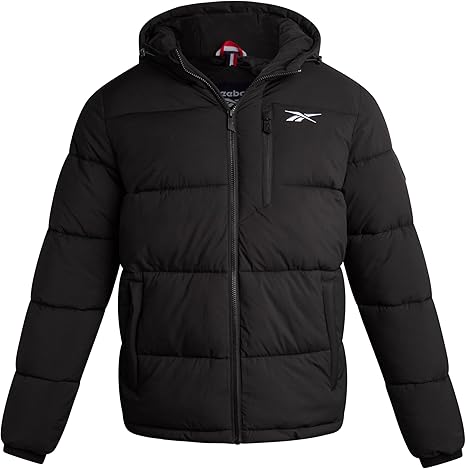 Reebok Mens Jacket - Weather Resistant Winter Jackets for Men Quilted Warm Coat Puffer Jacket with Hood and Pockets