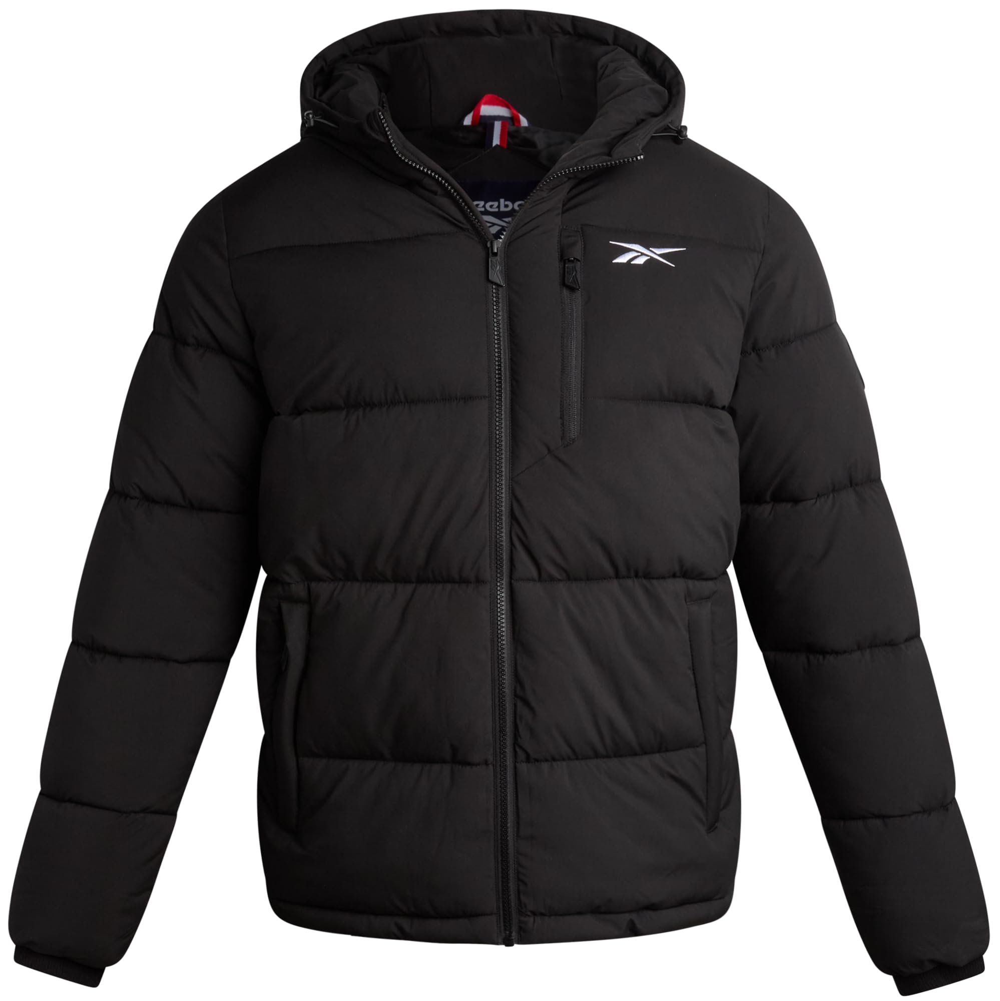 Reebok Mens Jacket - Weather Resistant Winter Jackets for Men Quilted Warm Coat Puffer Jacket with Hood and Pockets