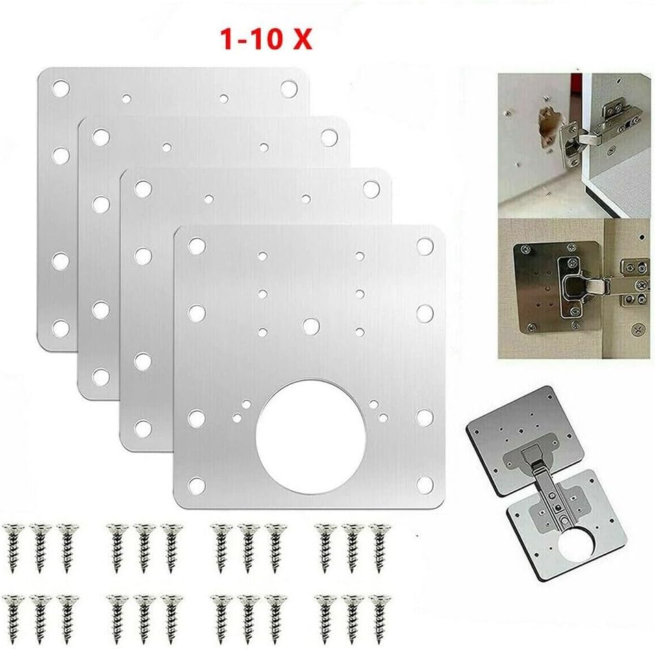 Comprehensive Hinge Repair Kit for Kitchen Cupboards Featuring 2410 Plates and Fixing Screws Made of Stainless Steel (4pc)