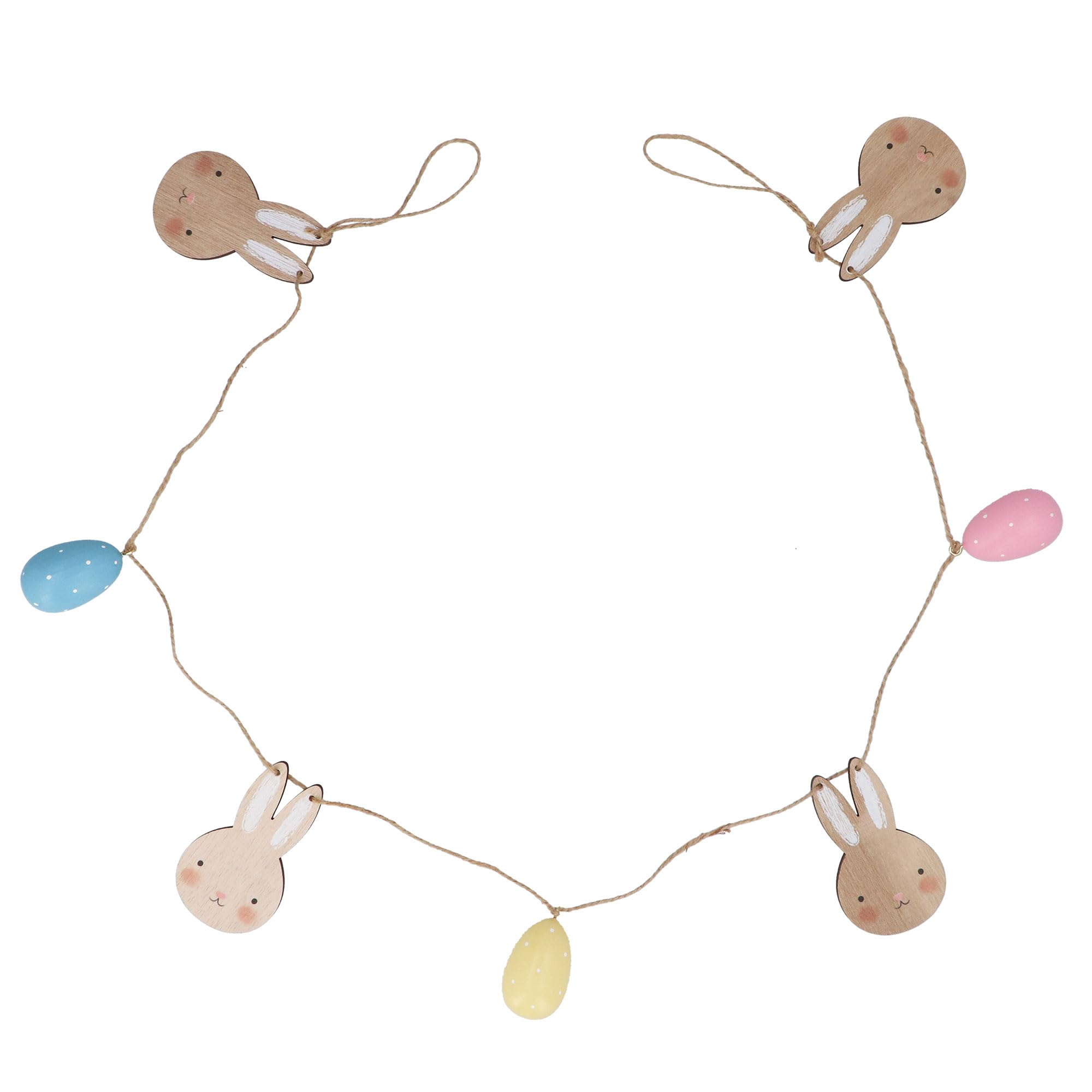 Gisela Graham Multicolor Easter Garland, Wood, Bunnies And Eggs, 1.2M
