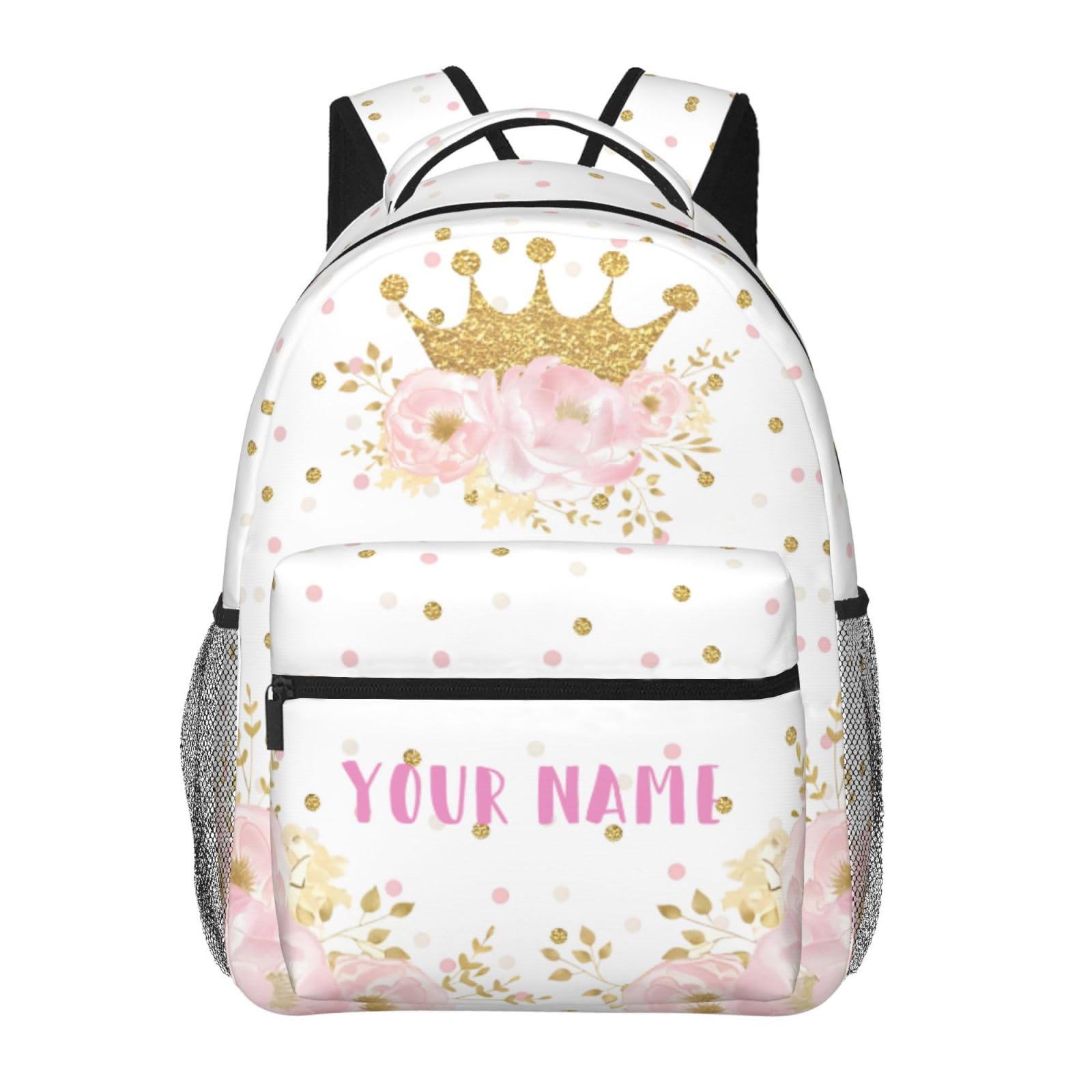 UJDUYSD Personalized Backpack for Girls Boys, Custom Backpacks with Name for Kids, Customized Flowers School Bookbag for Back to School Travel Picnic
