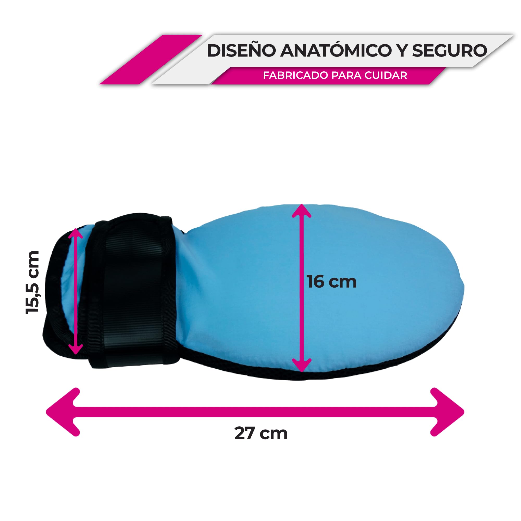 Ubio - Pack 2 Manoplas Antiescaras, Viscoelástica, Transpirable - Previene Autolesiones o Manipulación Sondas, Tubo de Drenaje - Manopla Acolchada Proteje Manos - Fabricado en España