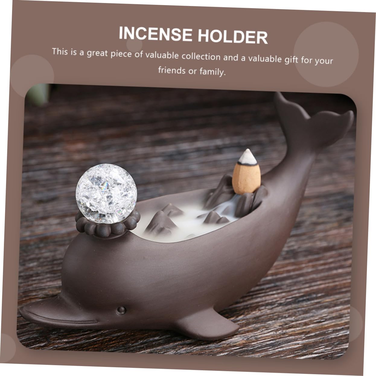 Porta incenso artistico a flusso inverso, in ceramica, per la decorazione della casa, per aromaterapia, relax, meditazione, sollievo dallo stress, regalo creativo per gli amanti dei delfini