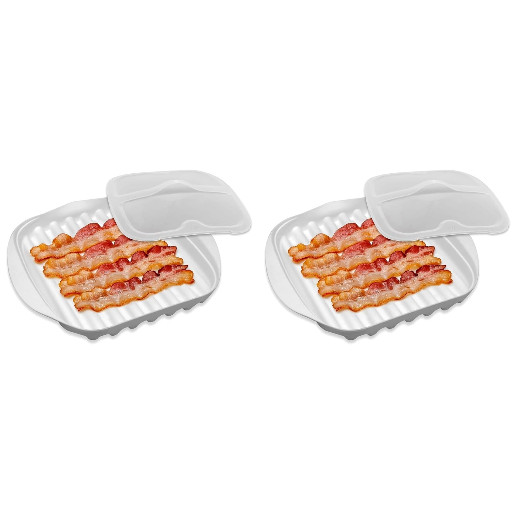 Hndhbfgrt 2X Microwave Bacon Tray with Lid, Plastic Bacon Cooker for Microwave Oven, Microwave Bacon Cooker with Cover, for Bacon