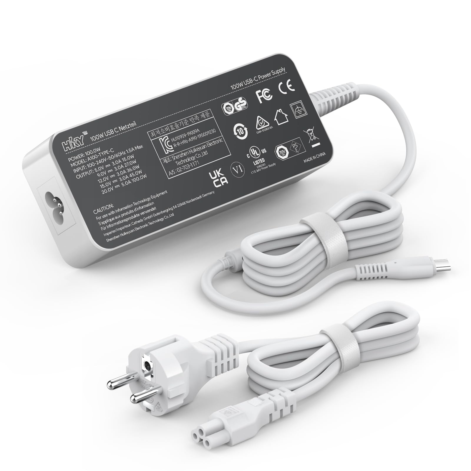 HKY PD100W 96W USB-C PD3.0 PPS Cargador rápido para GeekBook X16 X14 Pro Laptop Compatible con Mini AI PC, Gaming Handheld, CHUWI AuBox X1 Mini PC