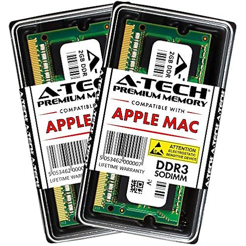 A-Tech for Apple 4GB Kit (2X 2GB) DDR3 1067MHz / 1066MHz PC3-8500 SODIMM Memory RAM Upgrade for MacBook, MacBook Pro, iMac, Mac mini - (Late 2008, Early 2009, Mid 2009, Late 2009, Mid 2010) Models