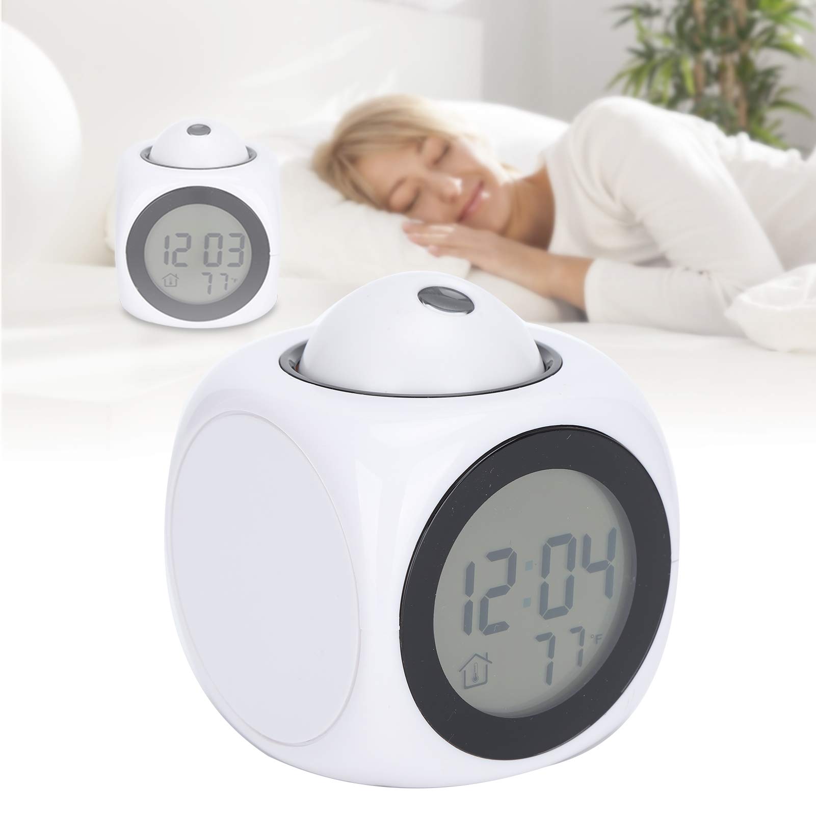 Wedinard Projection Clock, Chiming Clock, Digital Display Clock, Support The Hourly Voice Telling Time LCD Clock, Complete Functions for Office Workers Students