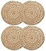 WENFOME 4 Pack Water Hyacinth Woven Placemats, 13.8 inch Round Braided Placemats, Heat-Resistant Non-Slip Woven Handmade Placemats for Dining Table (13.8 inch)