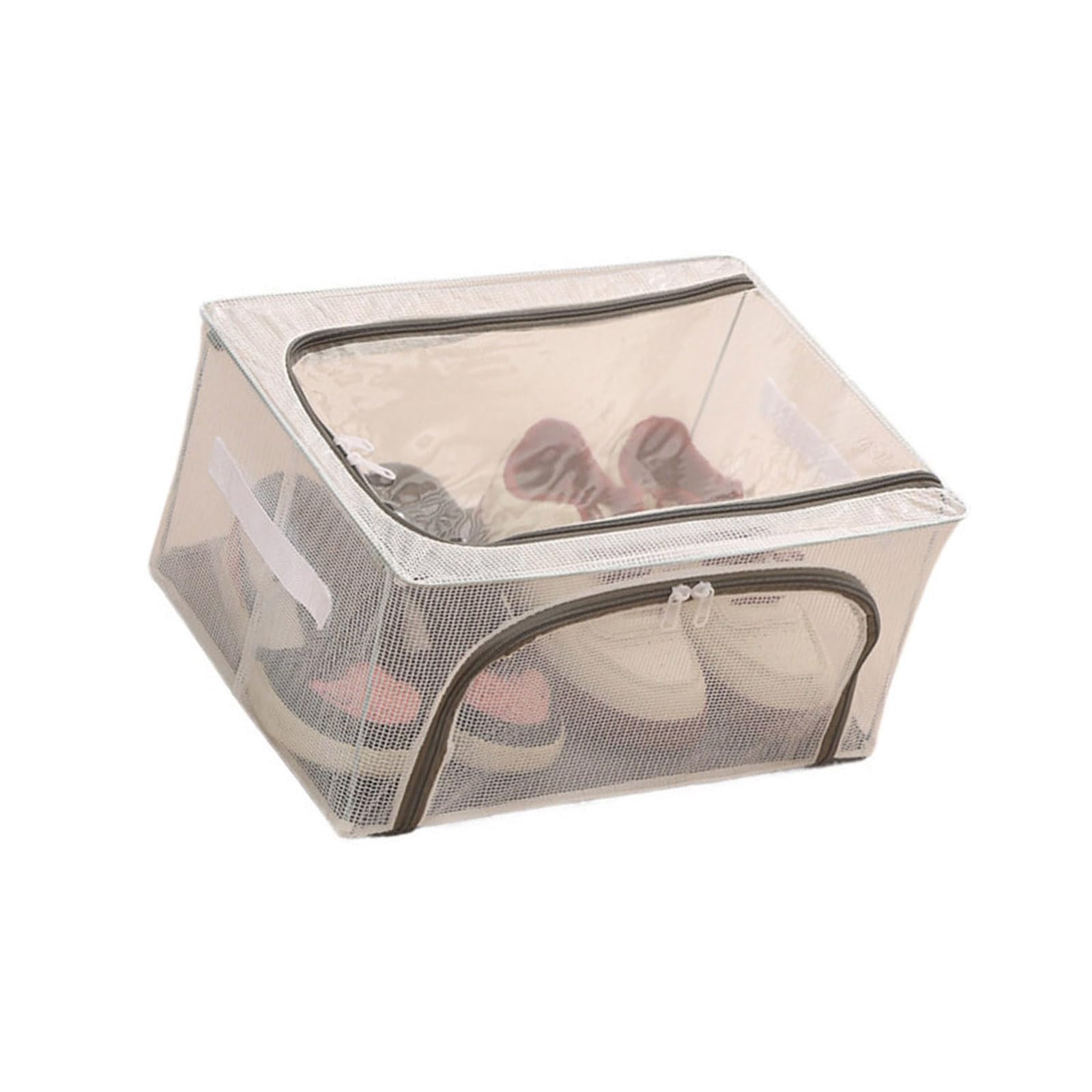 Snorvixre Clear Double Opening Shoe Box Reinforced Base Plate Foldable Storage Solution for Wardrobes Closet Organization Shoe Organizers Box