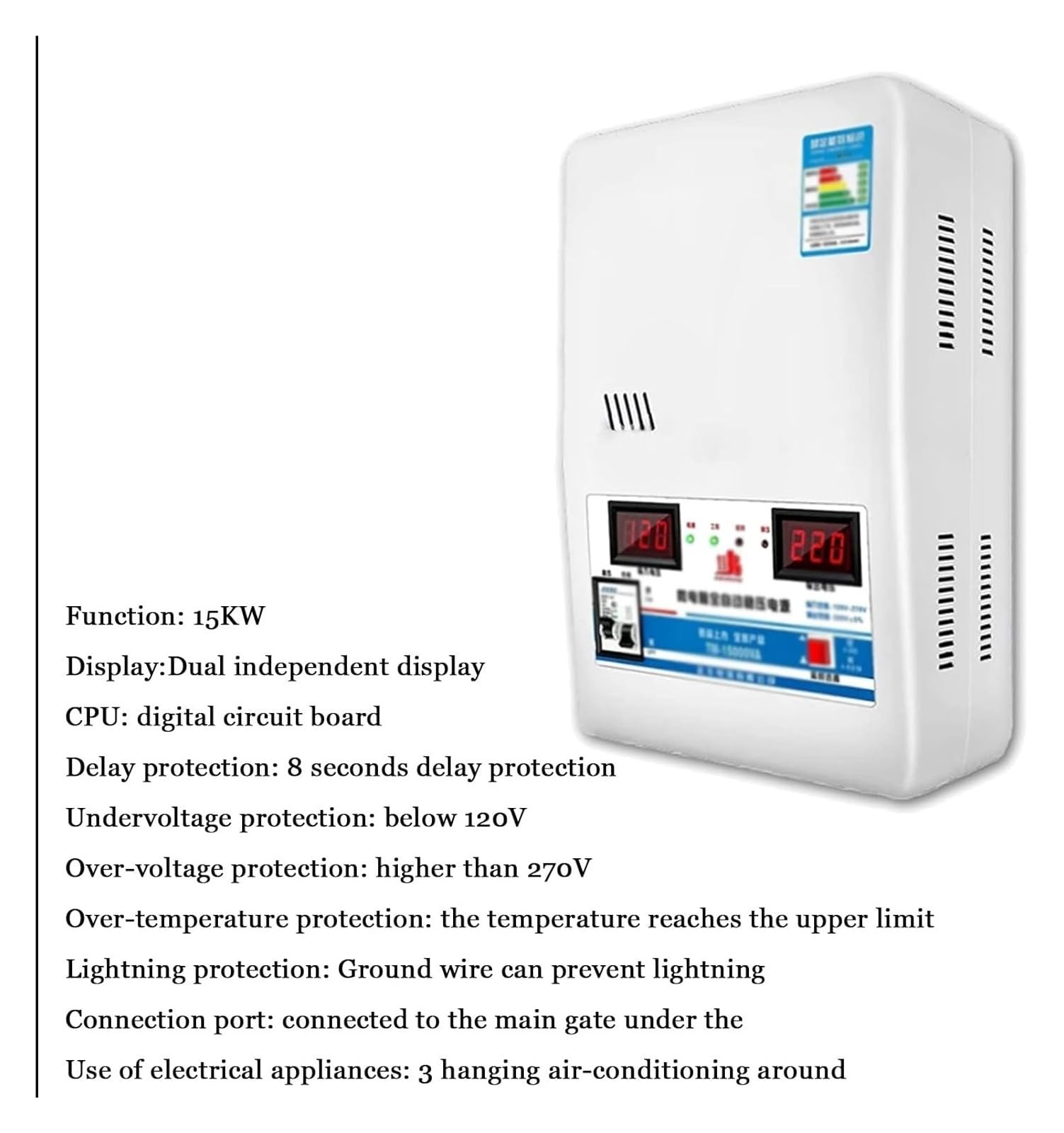 Regulador automático de tensión 220V 15000VA estabilizador de Ultra Baja tensión para estabilide la Fuente de alimentación doméstica