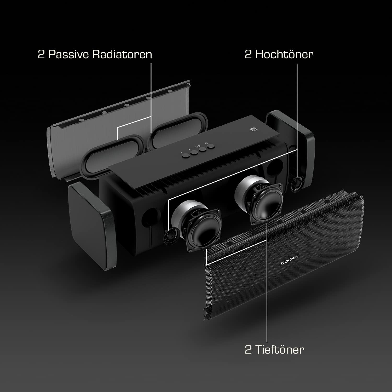 DOCKIN D Fine 50W HiFi Bluetooth Speaker - Mini Portable Audio
