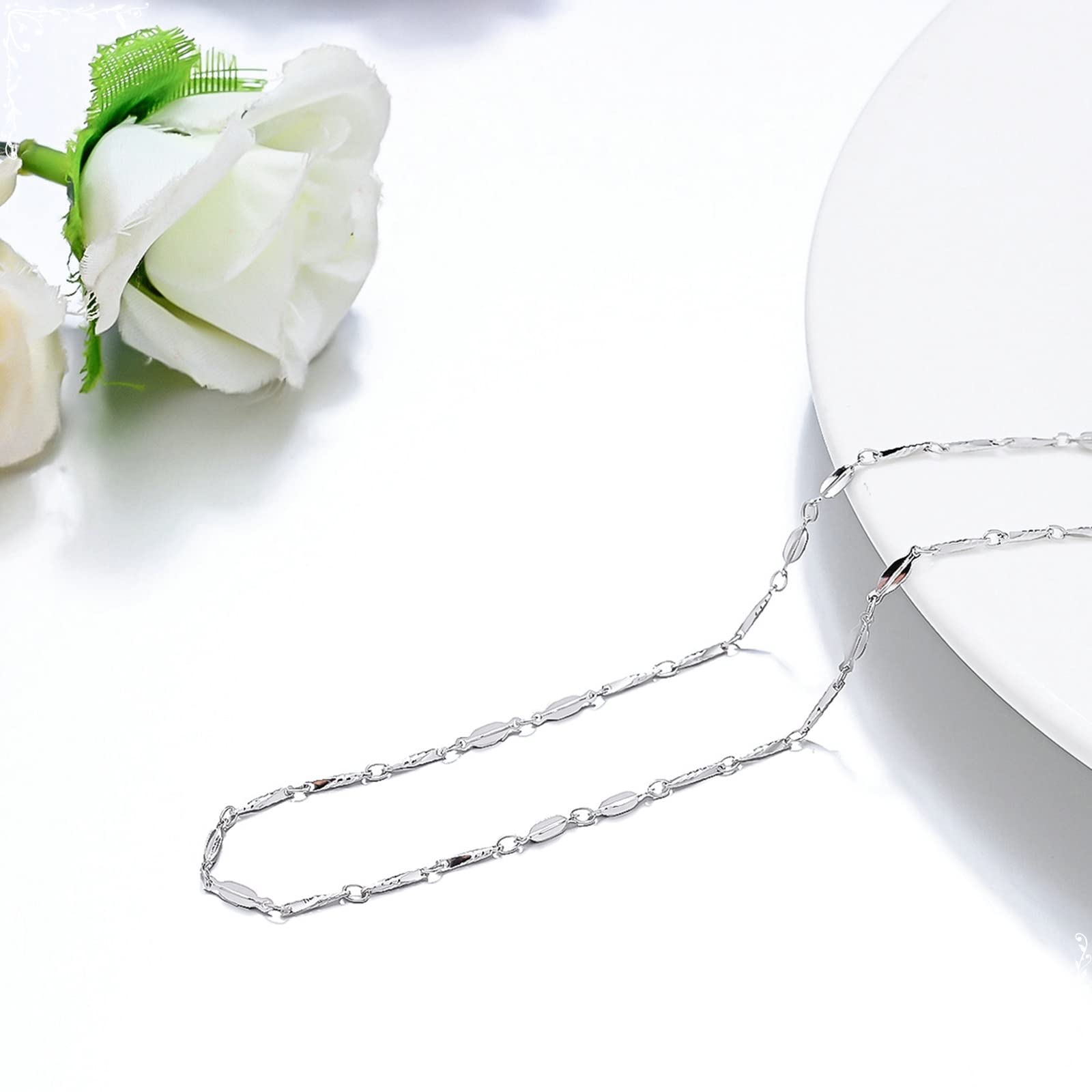 Catena di sterline, Collana collegamenti al Grano da 40-45 cm per Donne spose
