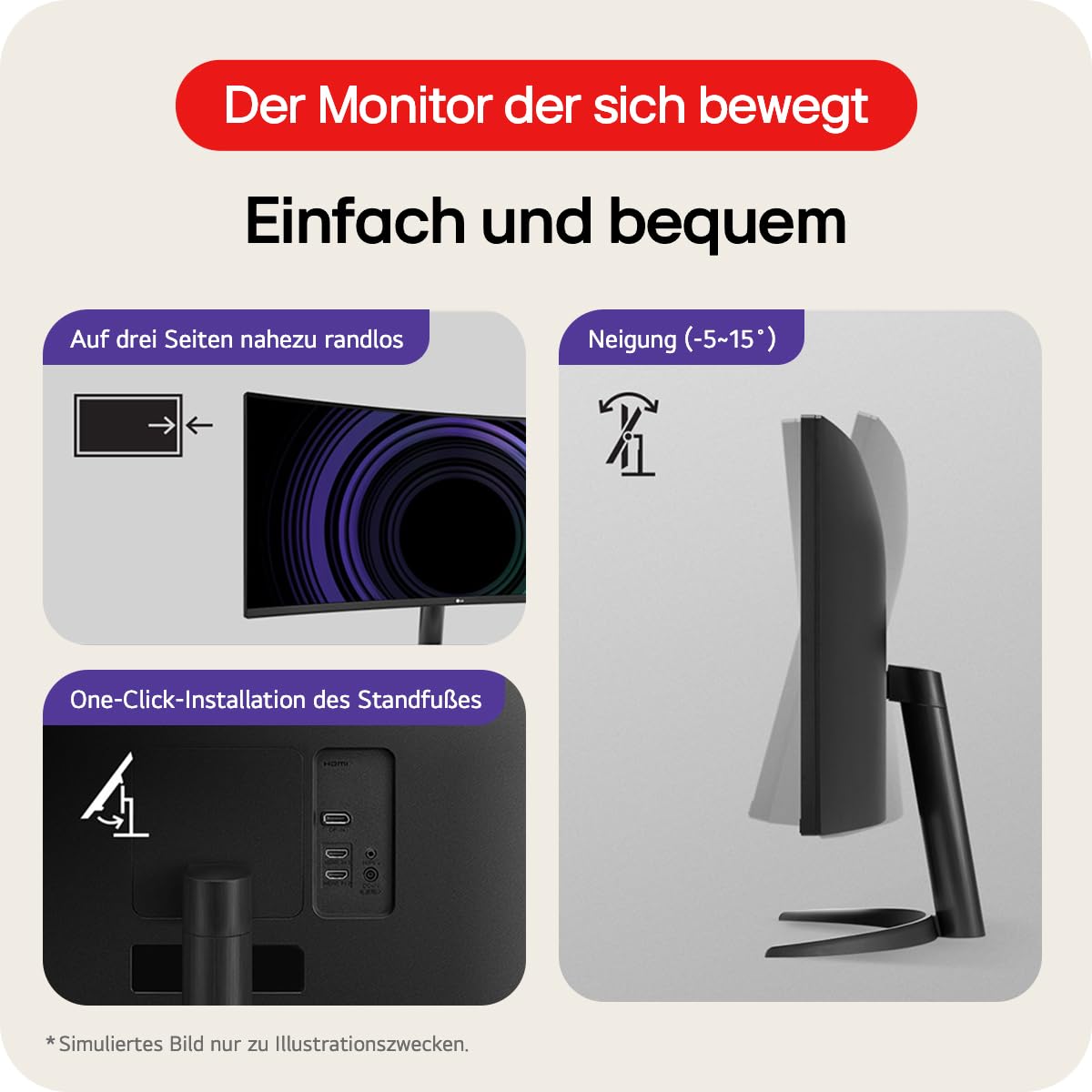 LG UltraWide 34WR50QK-B 34 Zoll 21:9 Curved UWQHD VA Monitor, 100Hz, HDR10, 99% sRGB, Schwarz