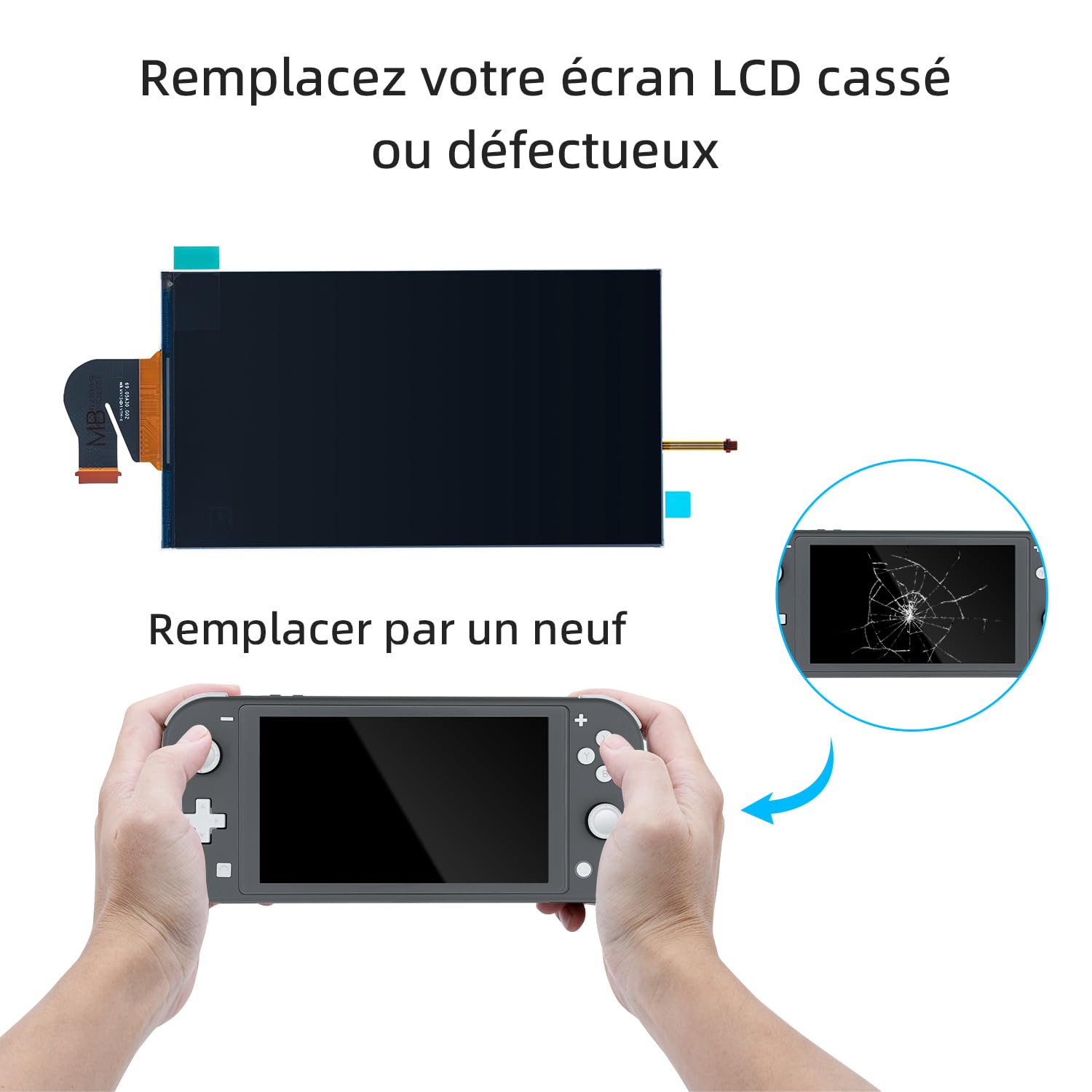 Wigearss Écran LCD de Remplacement et Kit d'outils de Reparation pour Nintendo Switch Lite