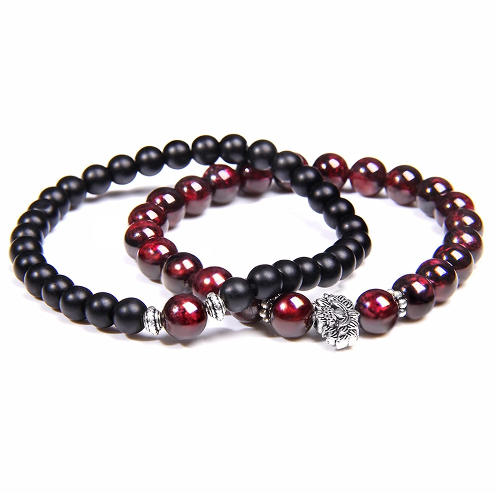 Naturstein-Armband, Herren-Armbänder, natürlicher Granat-Perlen-Armband für Frauen, rotes Stein-Armband, versilbert, Yoga-Balance, Paar-Schmuck, Geschenk, Armband-Schmuck