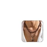 Layered Puka Shell Necklace for Men Brown Coconut Wood Beads Necklace Boho Mens Summer Necklace Surfer Beach Necklace Jewelry