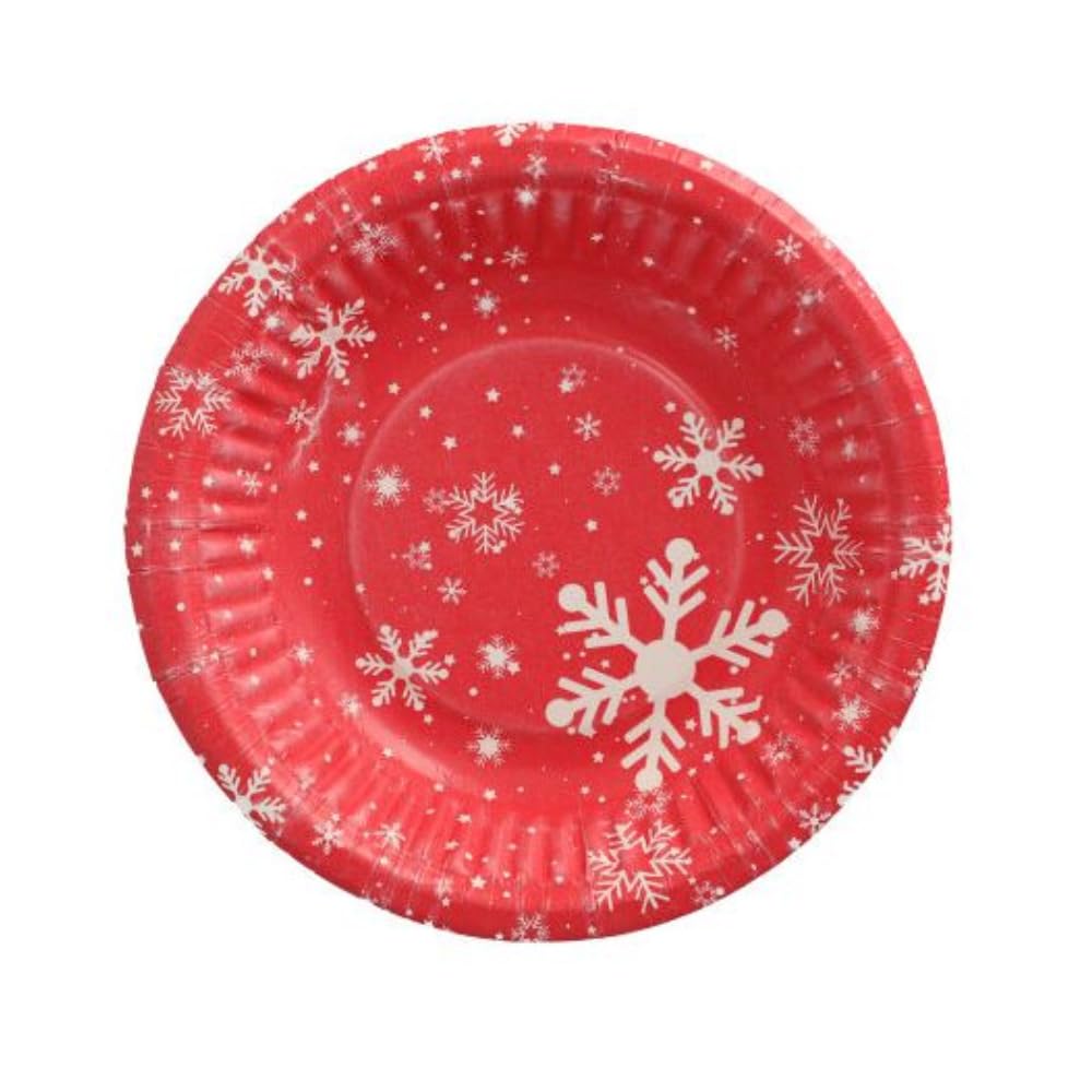 PAPSTAR 750 ciotole di carta rotonde Ø 19 cm · 3 cm 'Winter Time' Natale rosso stelle piatto