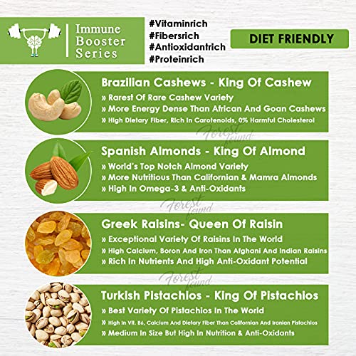 Image of Forest Found Premium Dry Fruits Combo (Almond, Cashew, Raisin, Pistachio) | Diwali Festival Gift Pack | Healthy and Nutritious Gift for Family, Friends & Corporate 400g (100g x 4)