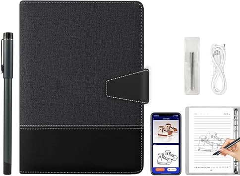 Smart Digital Sketchbook with A5 Erasable Paper Refill + 5 Spare Refills, Intelligent Digital Sketchbook Pro V2, Smart Sync Pen & Notebook, Drawing, Writing, Note-Taking,Black b