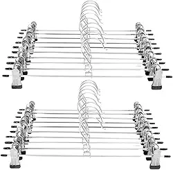 Kit 10 Cabides Presilha Metal Cromado Premium Saia Calça Bermuda Vestido Reforçado