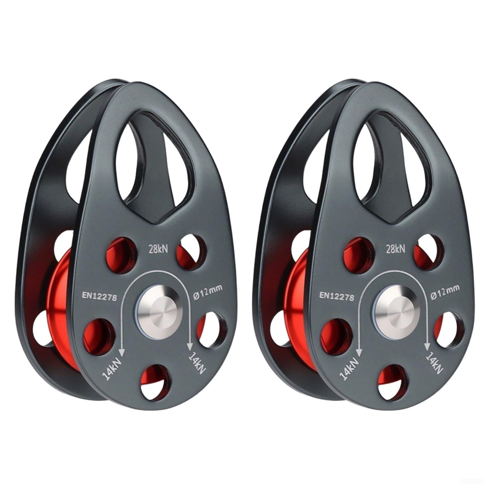 BEAZOOM 20KN Mobile Pulley Aluminum Alloy for 8-13mm Rope for Ships(Red)