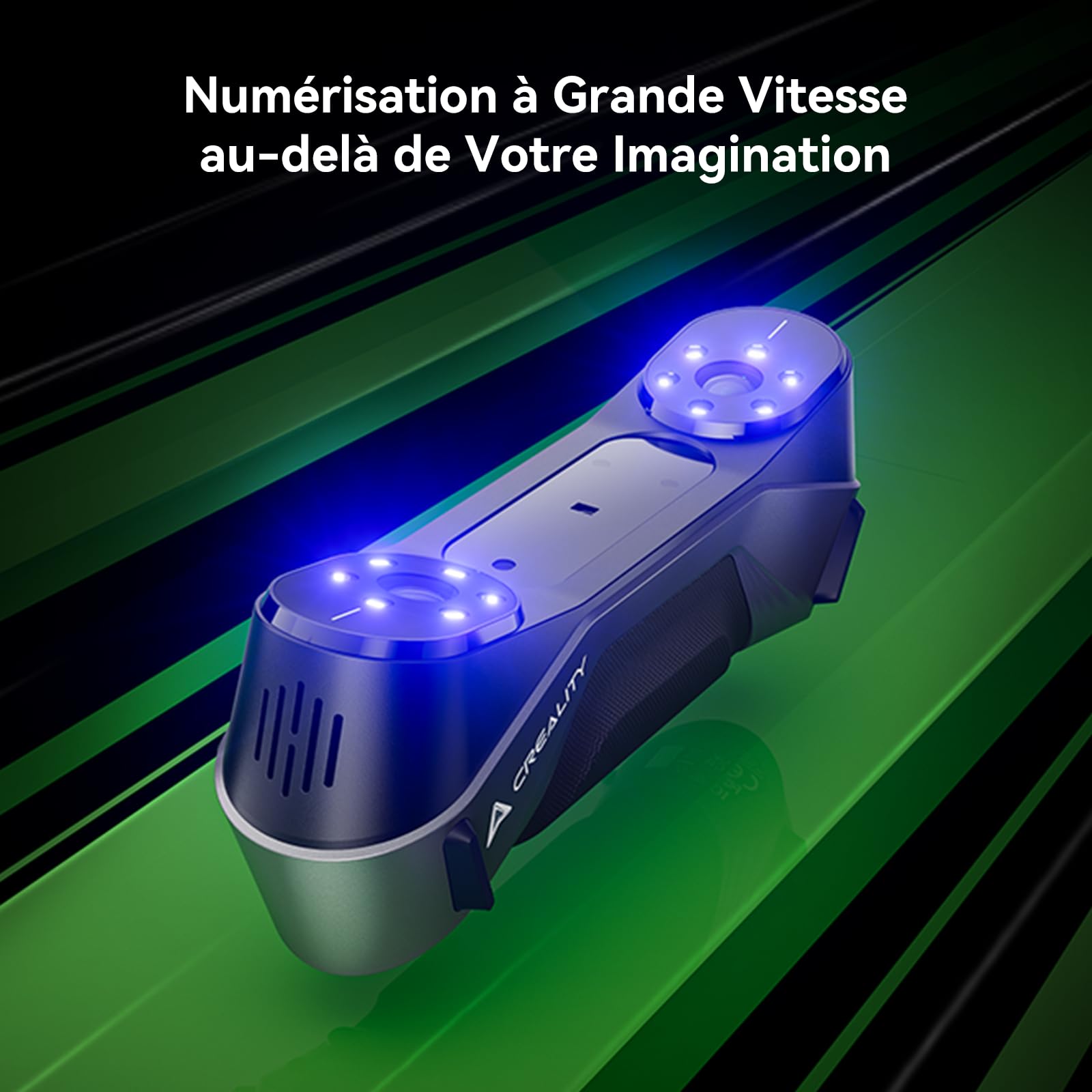 Creality CR-Scan Raptor Scanner 3D, 60 PFS, Portable, Prend en Charge le Mode Double Lumière Bleue/Proche Infrarouge, Précision 0,02 mm, 5mm-2000mm Numérisation/Rétro-Ingénierie de Pièces Automobiles