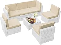 Vista 6 de Juego de 14 fundas de cojín de repuesto para patio, fundas para cojines de sofá para exteriores, fundas deslizables para sofá a prueba