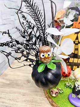 どんぐりアート♡お月見　Halloweenオブジェ2点♡ どんぐりアート♡ハロウィン＆お月見リバーシブルオブジェ＆BIG
