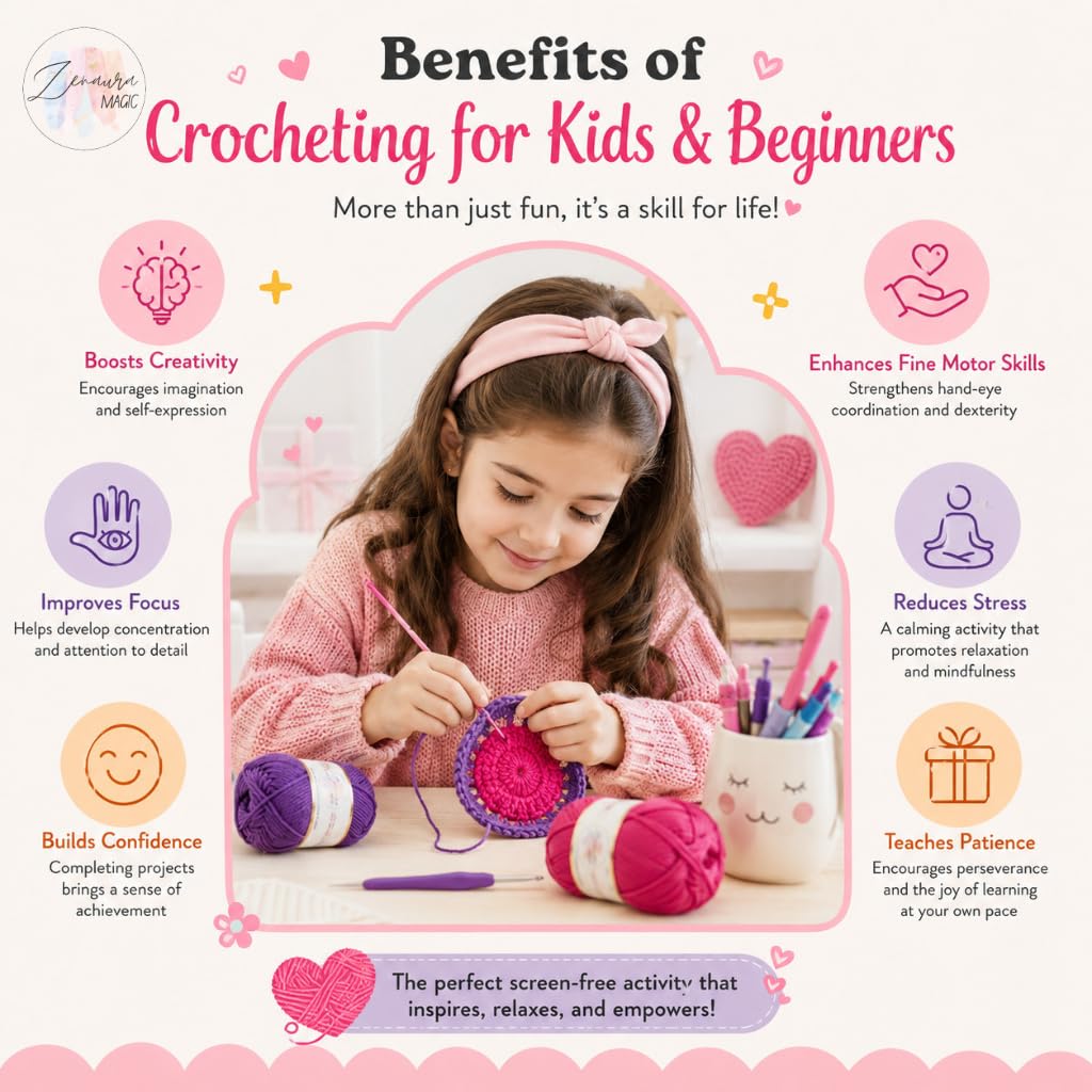Zenaura Crochet Set: Beginner Kit with Yarn & Hooks -4