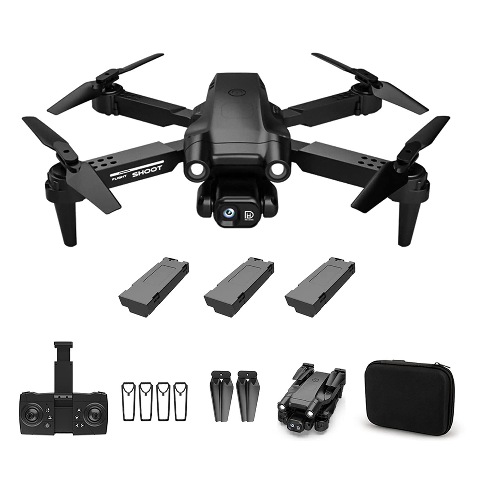 Drone con Fotocamera per Adulti, Tempo di Volo 60 Minuti, Drone GPS 5G FPV per Principianti con Video Live, Motore Brushless, Follow Me, Circle Fly, Quadricottero RC con 3 Batterie (black)