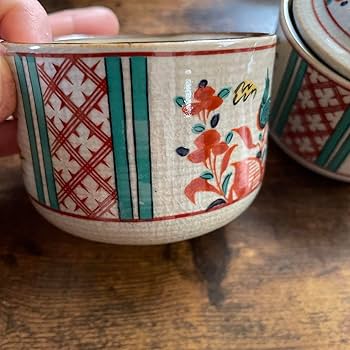 Amazon.co.jp: 古代赤絵 十五代 隆泉窯 美濃焼 茶碗蒸し 五脚