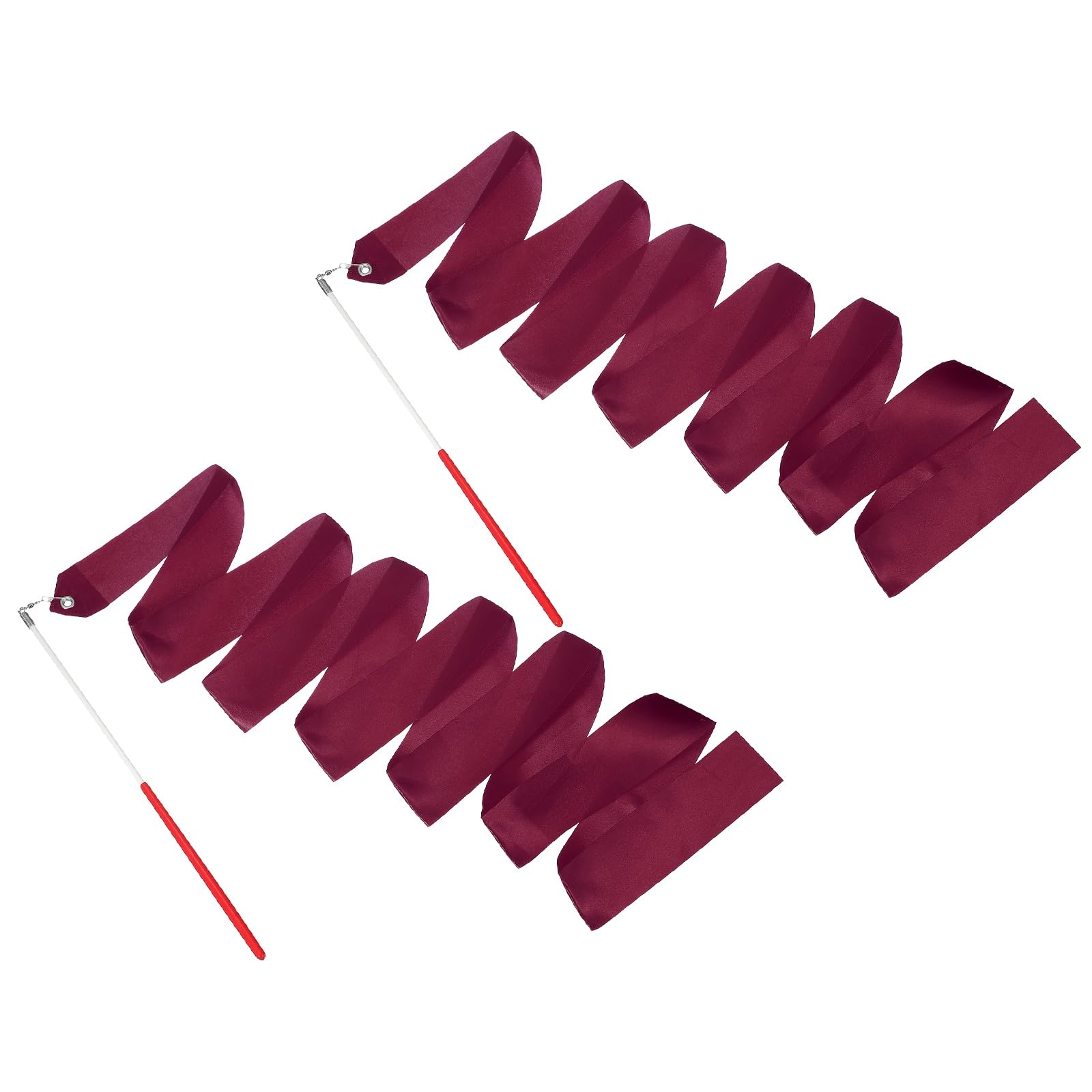 YELARXI 2 Pcs Dance Ribbons, 78.7" Gymnastics Ribbon Streamers, Rhythmic Dance Twirling Sticks with Non-Slip Red Wand -Fitting for (Gymnastics/Talent Shows/Artistic/Party) Burgundy โ image 1
