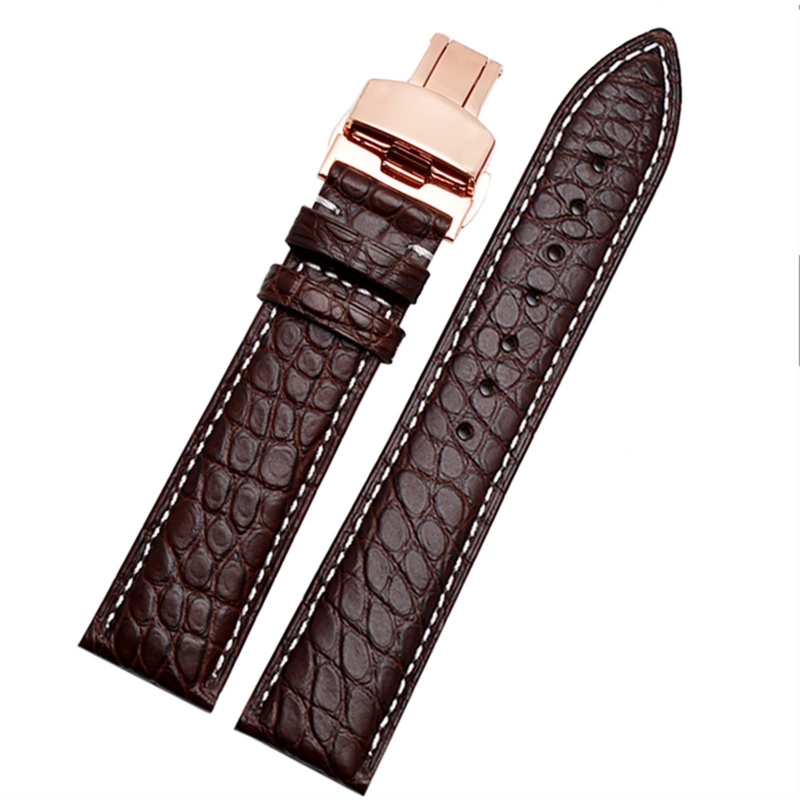 Correa de reloj de piel de cocodrilo para cualquier marca de 12, 13, 14, 15, 16, 17, 18, 19, 20, 21, 22, 23, 24 mm, con cierre plegable, 22mm, Ágata