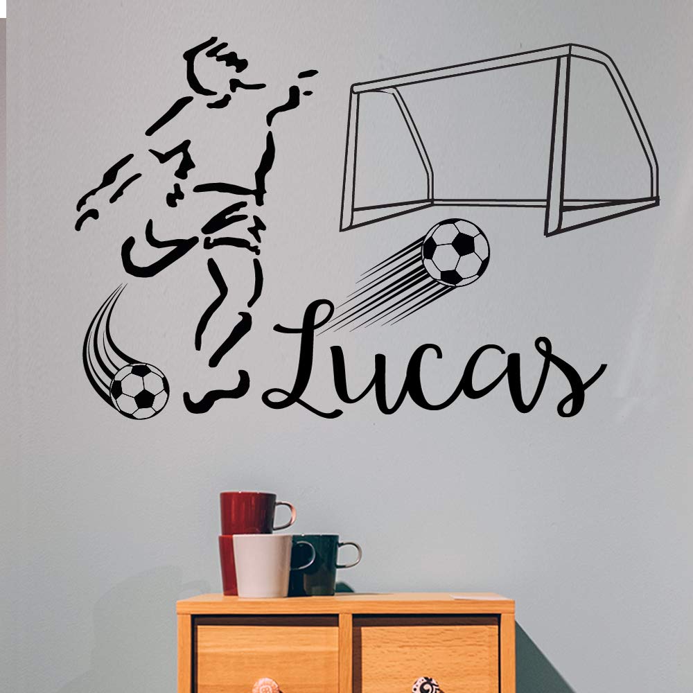Vinilo decorativo nombre personalizado "FÚTBOL, JUGADOR, PELOTA, PORTERÍA" Vinilos decorativos.DC-18025 (Vinilo de corte, 160x120cm)